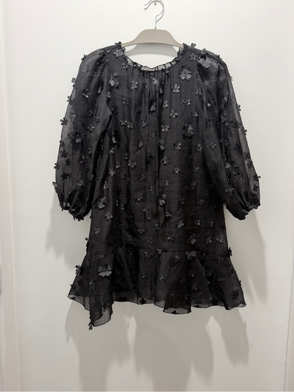 Black Floral Appliqué Girls Dress